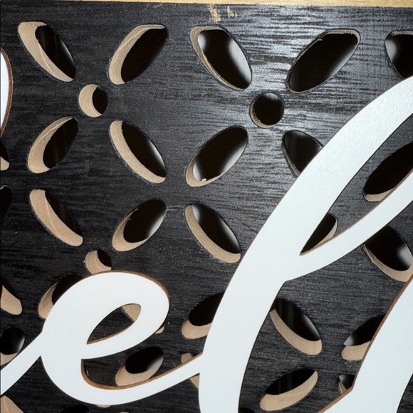 Huntington Home Tan and Black Circle Sign with Checkered Bow - Picture 4 of 7